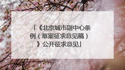 《北京城市副中心条例（草案征求意见稿）》公开征求意见