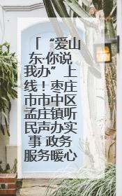 “爱山东·你说我办”上线！枣庄市市中区孟庄镇听民声办实事 政务服务暖心升级