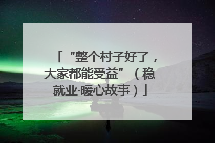 “整个村子好了，大家都能受益”（稳就业·暖心故事）