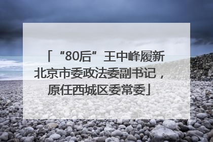 “80后”王中峰履新北京市委政法委副书记，原任西城区委常委