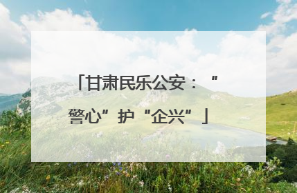 甘肃民乐公安：“警心”护“企兴”
