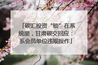 碳汇投资“锁”在系统里，甘肃碳交回应：系会员单位违规操作