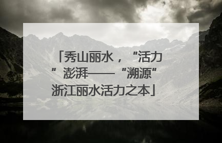 秀山丽水，“活力”澎湃——“溯源”浙江丽水活力之本
