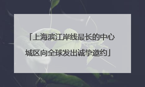 上海滨江岸线最长的中心城区向全球发出诚挚邀约