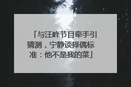 与汪峰节目牵手引猜测，宁静谈择偶标准：他不是我的菜