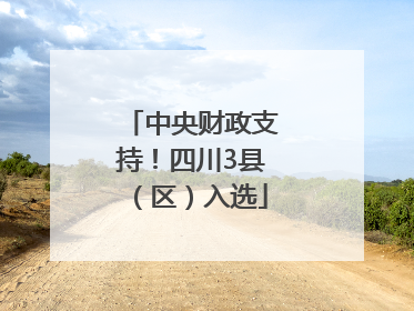 中央财政支持！四川3县（区）入选