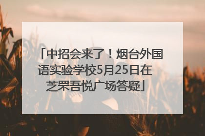 中招会来了！烟台外国语实验学校5月25日在芝罘吾悦广场答疑