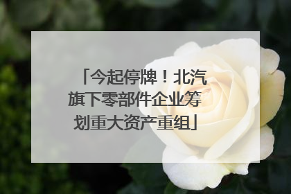 今起停牌！北汽旗下零部件企业筹划重大资产重组