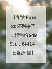 华为Pura 80系列来了，起售价6499元，6月14日起开售