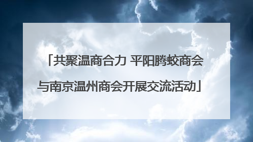 共聚温商合力 平阳腾蛟商会与南京温州商会开展交流活动