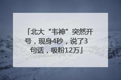 北大“韦神”突然开号，现身4秒，说了3句话，吸粉12万