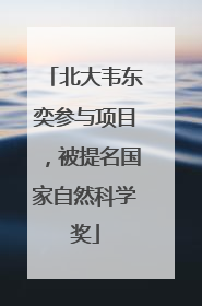 北大韦东奕参与项目，被提名国家自然科学奖