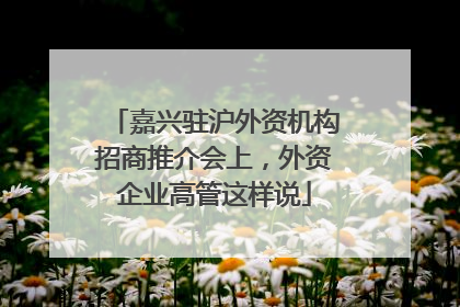 嘉兴驻沪外资机构招商推介会上，外资企业高管这样说