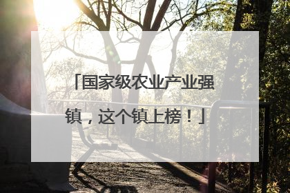 国家级农业产业强镇，这个镇上榜！