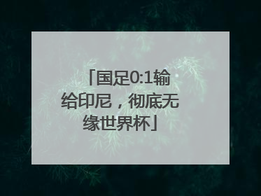 国足0:1输给印尼，彻底无缘世界杯