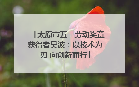 太原市五一劳动奖章获得者吴波：以技术为刃 向创新而行