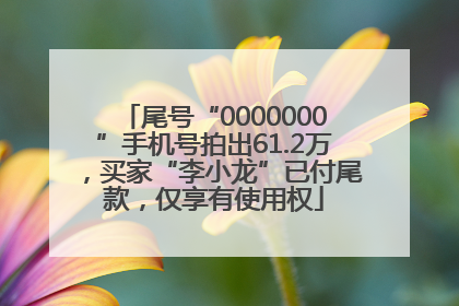 尾号“0000000”手机号拍出61.2万，买家“李小龙”已付尾款，仅享有使用权
