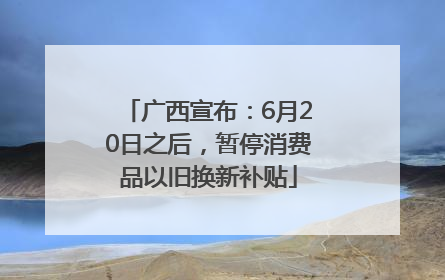 广西宣布：6月20日之后，暂停消费品以旧换新补贴
