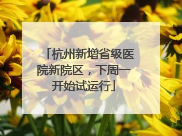 杭州新增省级医院新院区，下周一开始试运行
