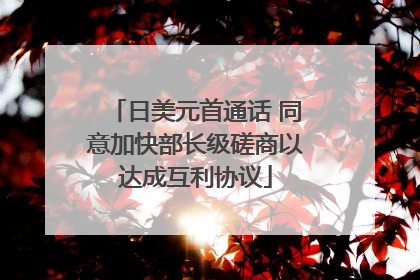 日美元首通话 同意加快部长级磋商以达成互利协议