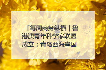 每周商务纵横｜鲁港澳青年科学家联盟成立；青岛西海岸国际能源自贸港启用