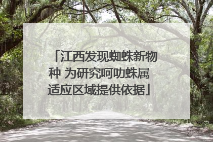 江西发现蜘蛛新物种 为研究呵叻蛛属适应区域提供依据
