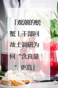 观潮的螃蟹丨干部回故土调研为何“含真量”更高