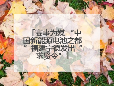 赛事为媒 “中国新能源电池之都”福建宁德发出“求贤令”