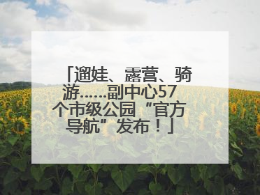 遛娃、露营、骑游……副中心57个市级公园“官方导航”发布！
