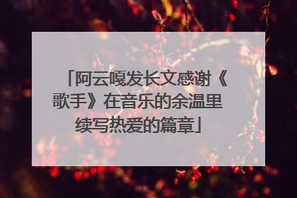 阿云嘎发长文感谢《歌手》在音乐的余温里续写热爱的篇章