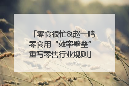 零食很忙&赵一鸣零食用“效率壁垒”重写零售行业规则