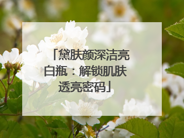 黛肤颜深洁亮白瓶：解锁肌肤透亮密码